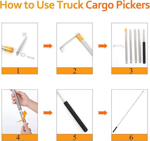 Cagaloi 30 to 74 inch Extended Docking Adjustable Rod Hook clamp Lathe Extension Tool, Truck Cargo Retrieval Device, Hook Long Rod clamp Lathe Hook, Truck Grab Bed, Comfortable Sponge Handle in Kuwait