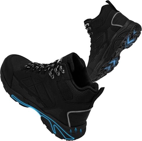 أحذية LARNMERN ذات الأصابع الفولاذية للنساء، أحذية عمل صناعية خفيفة الوزن ومقاومة للثقب، أحذية المشي لمسافات طويلة غير قابلة للانزلاق، أحذية مقاومة للكهرباء الساكنة، مريحة (7 نساء، أسود) in Kuwait