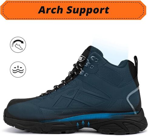 أحذية LARNMERN ذات الأصابع الفولاذية للنساء، أحذية عمل صناعية خفيفة الوزن ومقاومة للثقب، أحذية المشي لمسافات طويلة غير قابلة للانزلاق، أحذية مقاومة للكهرباء الساكنة، مريحة (7 نساء، أسود) in Kuwait