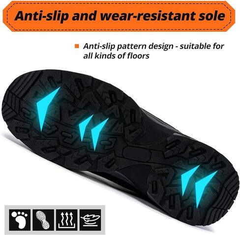 أحذية LARNMERN ذات الأصابع الفولاذية للنساء، أحذية عمل صناعية خفيفة الوزن ومقاومة للثقب، أحذية المشي لمسافات طويلة غير قابلة للانزلاق، أحذية مقاومة للكهرباء الساكنة، مريحة (7 نساء، أسود) in Kuwait