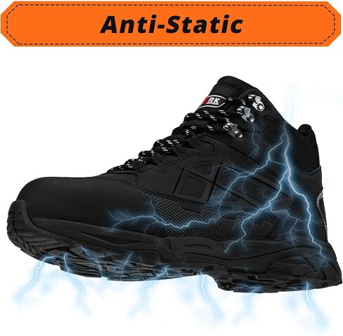 أحذية LARNMERN ذات الأصابع الفولاذية للنساء، أحذية عمل صناعية خفيفة الوزن ومقاومة للثقب، أحذية المشي لمسافات طويلة غير قابلة للانزلاق، أحذية مقاومة للكهرباء الساكنة، مريحة (7 نساء، أسود) in Kuwait