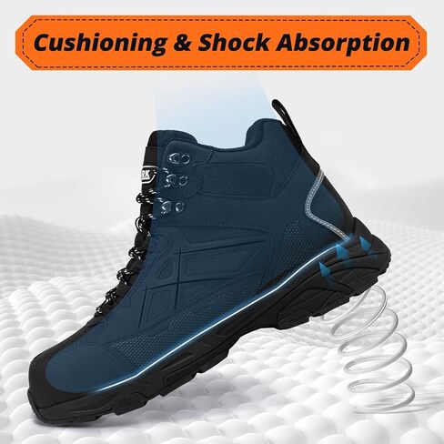 أحذية LARNMERN ذات الأصابع الفولاذية للنساء، أحذية عمل صناعية خفيفة الوزن ومقاومة للثقب، أحذية المشي لمسافات طويلة غير قابلة للانزلاق، أحذية مقاومة للكهرباء الساكنة، مريحة (7 نساء، أسود) in Kuwait