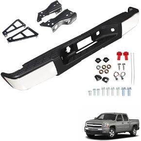 Rear Bumper Kit Chrome Steel without Radar Hole Replacement for 2007-2013 Silverado Sierra 1500 in Kuwait
