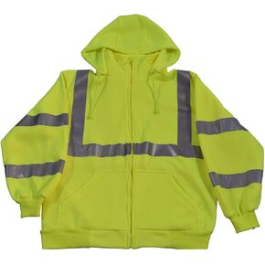 Petra Roc LSWS-C3-5XL ANSI Class 3 Zip-up Sweat Shirt with Detachable Hood And Zipper Closure, 5X-Large, Lime in Kuwait