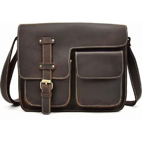 Laptop Bag - Business Briefcase for Men Women, Water-Resistant Messenger Shoulder for Work/School bag(Dark brown) in Kuwait