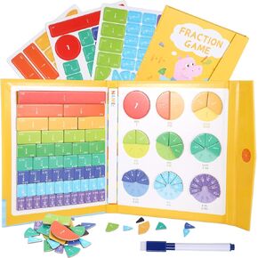 102 Pcs Magnetic Fraction Puzzle, Magnetic Fraction Tiles & Circles, Classroom Supplies for Teachers Elementary for Homeschooling Elementary School Early Math Skills in Kuwait