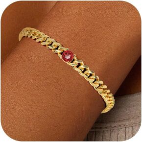 Gold Bracelets for Women，14K Gold Plated Dainty Birthstone Bracelet Non Tarnish Trendy Stackable Blue Green May Emerald Friendship Bracelets with Extension Gifts for Best Friend in Saudi Arabia