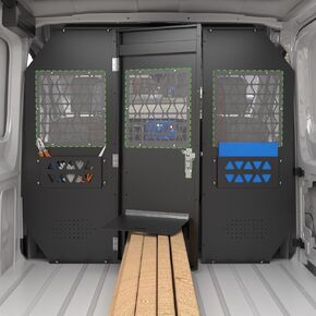 StarONE Cargo Van Partition, Van Safety Partition Bulkhead Fit for Ford Transit 150 250 350 Low-Roof, with Door Lock and Acrylic Panel, Black in Kuwait