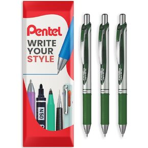 Pentel EnerGel XM BL77 Retractable Liquid Gel Ink Pen - 0.7mm - 54% Recycled - Cushion Pack - Pack of 3 - Brown in Kuwait