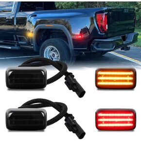 LED Dually Fender Side Marker Lights For 2015-2025 Chevy Silverado GMC Sierra 2500HD 3500HD 3-rows Amber & Red Dual Rear Wheel Truck Bed Marker Lamps, Smoked Lens 4PCS in Kuwait