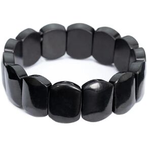 سوار حجر الشونغايت خرز أسود مجوهرات كريستال أصلية قابلة للتمدد - أحجار مدافعة قوية واقية توازن شاكرا الروحي للرجال والنساء in Kuwait
