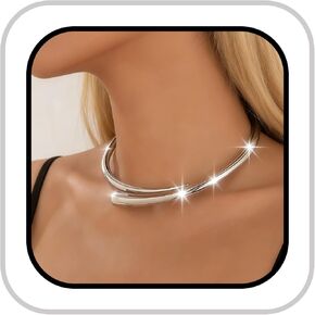 قلادة نسائية عصرية ذات ياقة مفتوحة الأكمام - قلادة سميكة مبسطة بأطراف دمعة، مجوهرات بسيطة، مجوهرات كروية in Kuwait