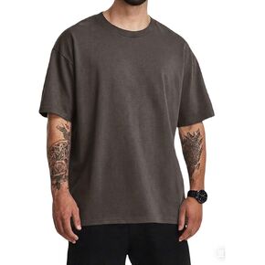Men's Fashion Oversized T-Shirts Short Sleeve Loose Fit Drop Shoulder Crewneck Casual Tee Tops in Kuwait