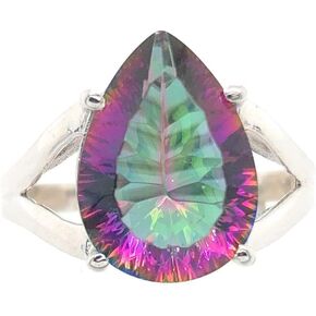 Beautiful 2.5ct Mystic Topaz 925 Solid Sterling Silver Ring Size 5, 6, 7, 8, 9 in Kuwait