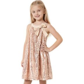 Tutu.kk Girls Sequin Dress Sparkly A-Line Birthday Dress with Butterfly Tie Flower Holiday Dresses for Girls in Kuwait