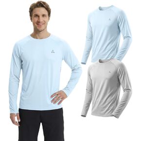 Mens Long Sleeve Fishing SPF Uv Protection Sun Shirts Dry Fit Moisture Wicking Tops Rash Guard Swim Athletic Workout 2 4 Pack in Kuwait
