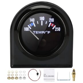 2" 52mm Water Temp Temperature Gauge 100-250 Fahrenheit DC12V Universal Water Temp Gauge Kit with LED Light Display for Boat Car Truck Marine Vehicle Automotive in Kuwait