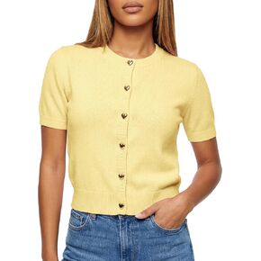 Womens Casual Short Sleeve Cardigan Sweater Crew Neck Knit Button Down Open Front Lightweight Fashion 2026 in Kuwait