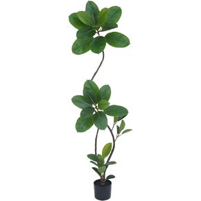 Artificial Rubber Tree Plant, 6ft Tall, Black with Round Planter, All Season Home Decor (Green,6ft) in Saudi Arabia