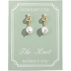 Bridesmaid Pearl Drop Earrings Gifts Set, I Couldn’t Tie The Knot Without You Pearl Earrings for Women, Bridesmaid Proposal Gift Sets of 4 6 8 in Kuwait