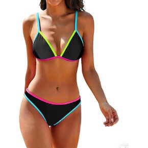إمرأة مثير 2 قطعة بيكيني مجموعات صفيق عالية قطع ثوب السباحة كتلة اللون المايوه ملابس السباحة 2026 in Kuwait