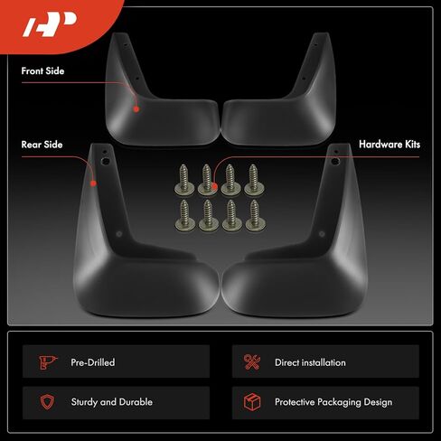 A-Premium Set of 4PCS Mud Flaps Splash Guards Mudguards Mudflaps with Hardware Kits Accessory Compatible with Buick Lacrosse, 2005-2008, Sedan, Black Color, Front and Rear (Driver & Passenger Sides) in Saudi Arabia