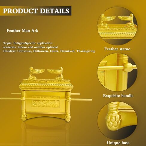تابوت العهد نموذج تابوت العهد طبق الاصل تمثال راتنج الذهب مع محتويات شهادة يهودية يهودية إسرائيل منضدية ديكور تابوت العهد تمثال طبق الاصل in Kuwait