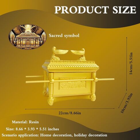 تابوت العهد نموذج تابوت العهد طبق الاصل تمثال راتنج الذهب مع محتويات شهادة يهودية يهودية إسرائيل منضدية ديكور تابوت العهد تمثال طبق الاصل in Kuwait