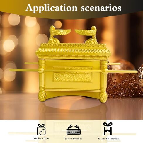 تابوت العهد نموذج تابوت العهد طبق الاصل تمثال راتنج الذهب مع محتويات شهادة يهودية يهودية إسرائيل منضدية ديكور تابوت العهد تمثال طبق الاصل in Kuwait