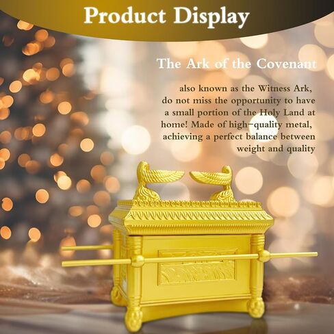 تابوت العهد نموذج تابوت العهد طبق الاصل تمثال راتنج الذهب مع محتويات شهادة يهودية يهودية إسرائيل منضدية ديكور تابوت العهد تمثال طبق الاصل in Kuwait