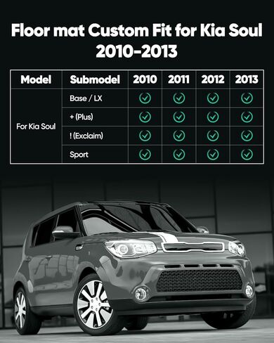 DiffCar® لسجادات أرضية كيا سول: 2010 2011 2012 2013 | ملحقات السيارة الملائمة لجميع الأحوال الجوية للحماية الداخلية لكيا سول | TPE صندوق مطاطي للسيارة الصف الأمامي والخلفي سجادة أرضية 3 قطع باللون الأسود in Saudi Arabia