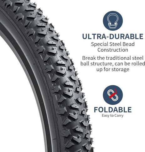 YUNSCM 24" Bike Tires 24 x 2.125/57-507 60TPI and 24" Bike Tubes Schrader Valve with 2 Rim Strips Compatible with Mountain Bike 24x1.75 24x1.95 24x2.10 24x2.125 Bicycle Tires and Tubes (Y-1131) in Saudi Arabia