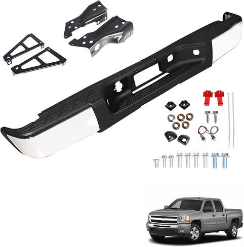 Rear Bumper Kit Chrome Steel without Radar Hole Replacement for 2007-2013 Silverado Sierra 1500 in Saudi Arabia
