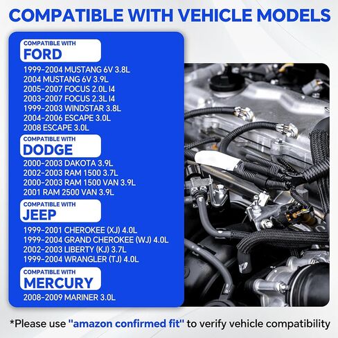 0280156161 6PCS Fuel Injectors Compatible with Ram 1500/2500 Cherokee/Liberty/Wrangler Mustang/Escape Replace 3S4Z9F593AA 63844 FJ462 in Saudi Arabia