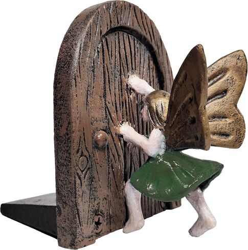 Lulu Decor, Cast Iron Decorative Door Stopper Fairy Door with Green Fairy, 2 lbs 4 oz in Kuwait