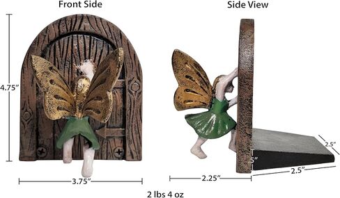Lulu Decor, Cast Iron Decorative Door Stopper Fairy Door with Green Fairy, 2 lbs 4 oz in Kuwait