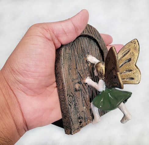 Lulu Decor, Cast Iron Decorative Door Stopper Fairy Door with Green Fairy, 2 lbs 4 oz in Kuwait