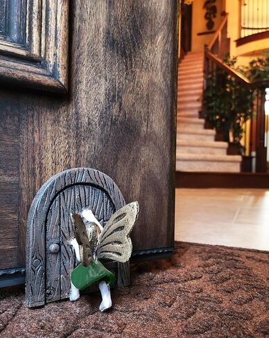 Lulu Decor, Cast Iron Decorative Door Stopper Fairy Door with Green Fairy, 2 lbs 4 oz in Kuwait