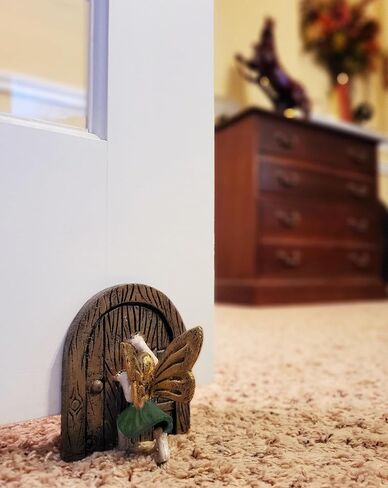 Lulu Decor, Cast Iron Decorative Door Stopper Fairy Door with Green Fairy, 2 lbs 4 oz in Kuwait