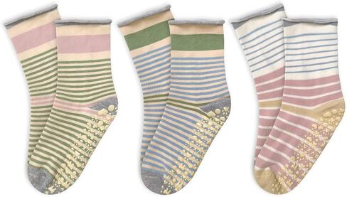 3 أزواج من الجوارب اللطيفة للبيلاتيس للنساء، جوارب مخططة غير قابلة للانزلاق لليوجا، باري، حافي القدمين in Kuwait