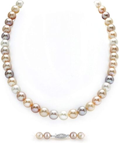 The Pearl Source 8.0-8.5mm Freshwater Pearl Necklace for Women - Pearl Strand Necklace | Multi-Color in 20" Length Pearl Necklace with Genuine Cultured Pearls in Saudi Arabia
