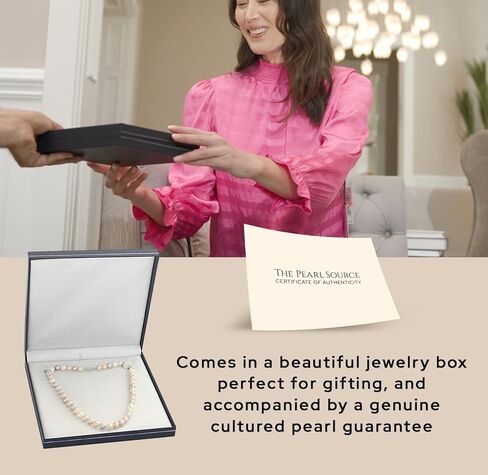 The Pearl Source 8.0-8.5mm Freshwater Pearl Necklace for Women - Pearl Strand Necklace | Multi-Color in 20" Length Pearl Necklace with Genuine Cultured Pearls in Saudi Arabia
