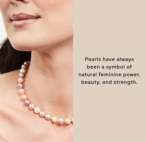 The Pearl Source 8.0-8.5mm Freshwater Pearl Necklace for Women - Pearl Strand Necklace | Multi-Color in 20" Length Pearl Necklace with Genuine Cultured Pearls in Saudi Arabia