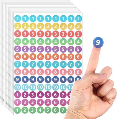 24 Sheets 1to10 Consecutive Number Stickers Self Adhesive Numbers Labels 2808Pcs 0.8 Inch Colourful Number Sticker Small Round Numbered Stickers for Office Home Kitchen Organizing Storage Boxes in Saudi Arabia