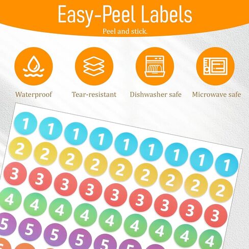 24 Sheets 1to10 Consecutive Number Stickers Self Adhesive Numbers Labels 2808Pcs 0.8 Inch Colourful Number Sticker Small Round Numbered Stickers for Office Home Kitchen Organizing Storage Boxes in Saudi Arabia