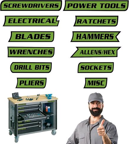 12 حزمة من ملصقات صندوق الأدوات المغناطيسية، مغناطيس ملصقات صندوق الأدوات القابل لإعادة الاستخدام، ملصقات درج صندوق الأدوات المغناطيسي، صندوق الأدوات تنظيم الملحقات لصناديق الأدوات الفولاذية، والعربات، وهدايا الخزانات لمحبي الأدوات (أسود) in Kuwait