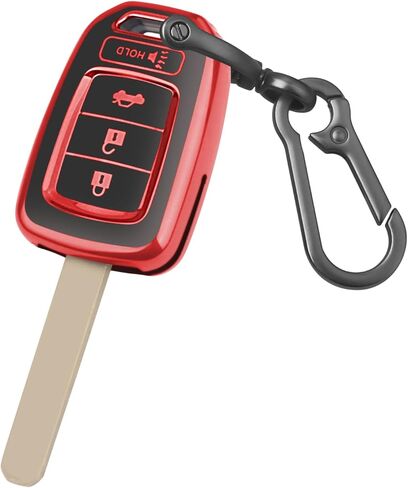 غطاء مفتاح Honda Key Fob مع سلسلة مفاتيح، حافظة مفاتيح السيارة تناسب Honda Accord Civic CR-V HR-V Crosstour 4 أزرار ناعمة من مادة TPU حماية كاملة (أرجواني) in Saudi Arabia
