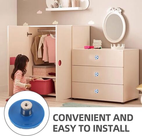 4pcs Cartoon Silicone Soccer Drawer Handles Cabinet Knobs Soft Non-Slip Replacement Pulls for Wardrobe and Furniture in Blue and White in Kuwait