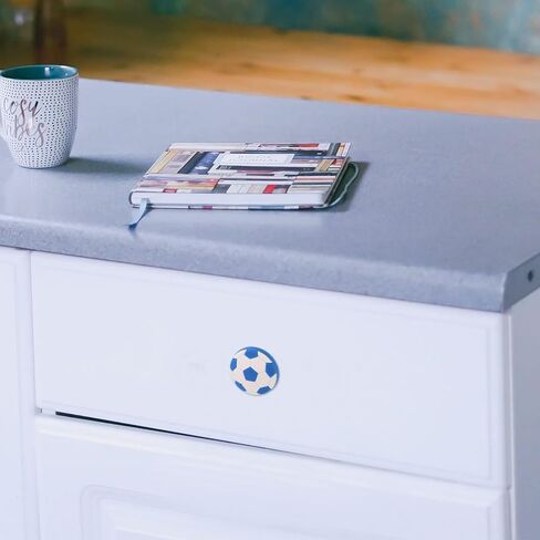 4pcs Cartoon Silicone Soccer Drawer Handles Cabinet Knobs Soft Non-Slip Replacement Pulls for Wardrobe and Furniture in Blue and White in Kuwait