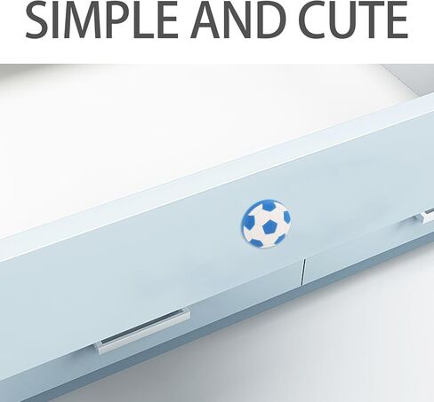 4pcs Cartoon Silicone Soccer Drawer Handles Cabinet Knobs Soft Non-Slip Replacement Pulls for Wardrobe and Furniture in Blue and White in Kuwait